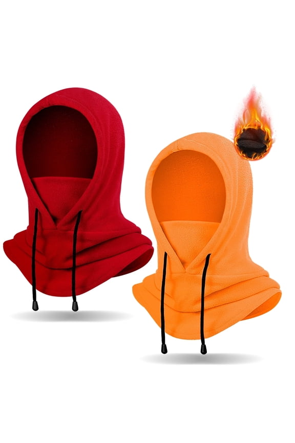 Winter Balaclava Ski Mask: Fleece Hood Hat Balaclava Face Mask Men Women Warm Face Cover for Cold Weather Gear, 2 Pack Red