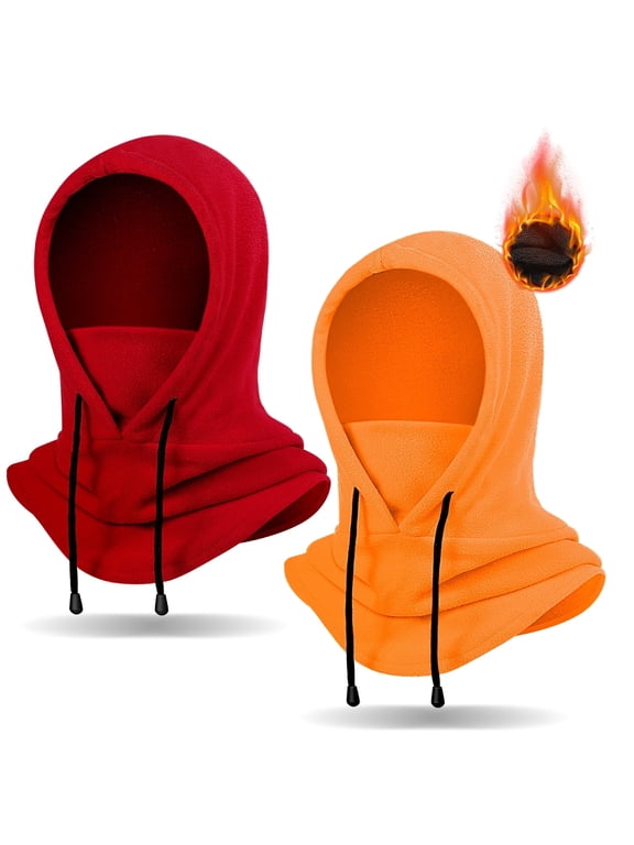 Winter Balaclava Ski Mask: Fleece Hood Hat Balaclava Face Mask Men Women Warm Face Cover for Cold Weather Gear, 2 Pack Red