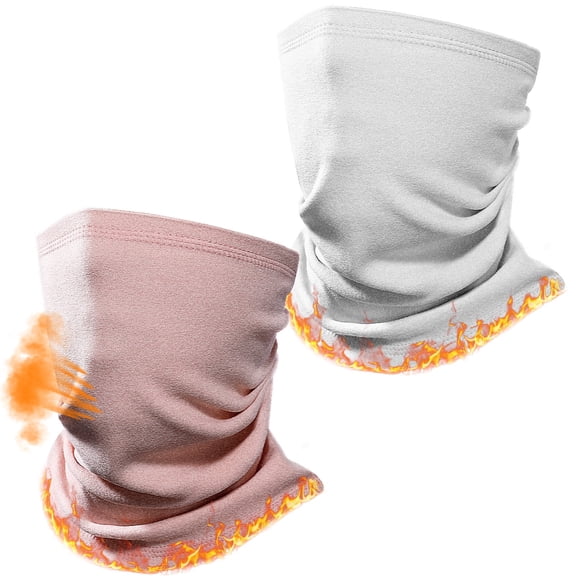 Trace Kasa Winter Neck Warmer Gaiter: 2 Pack Thermal Face Cover for Men Women Windproof Fleece Ski Mask for Running Skiing Fishing Snow Protection Breathable, Pink