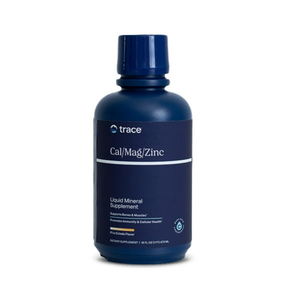 Trace Minerals Cal/Mag/Zinc - Liquid Mineral Supplement for Natural Body Health - Bone, Muscle & Cellular Health - Supports Immunity & Energy - Gluten-Free - 16Fl Oz (16 Servings) - Pineapple Coconut