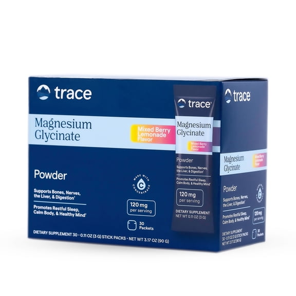 Trace Minerals Magnesium Glycinate - Bedtime Magnesium Supplement for Sleep Support - Nervous System & Healthy Mindset Support - Travel-Friendly Stick Packs - Mixed Berry Lemonade Flavor -30 Servings