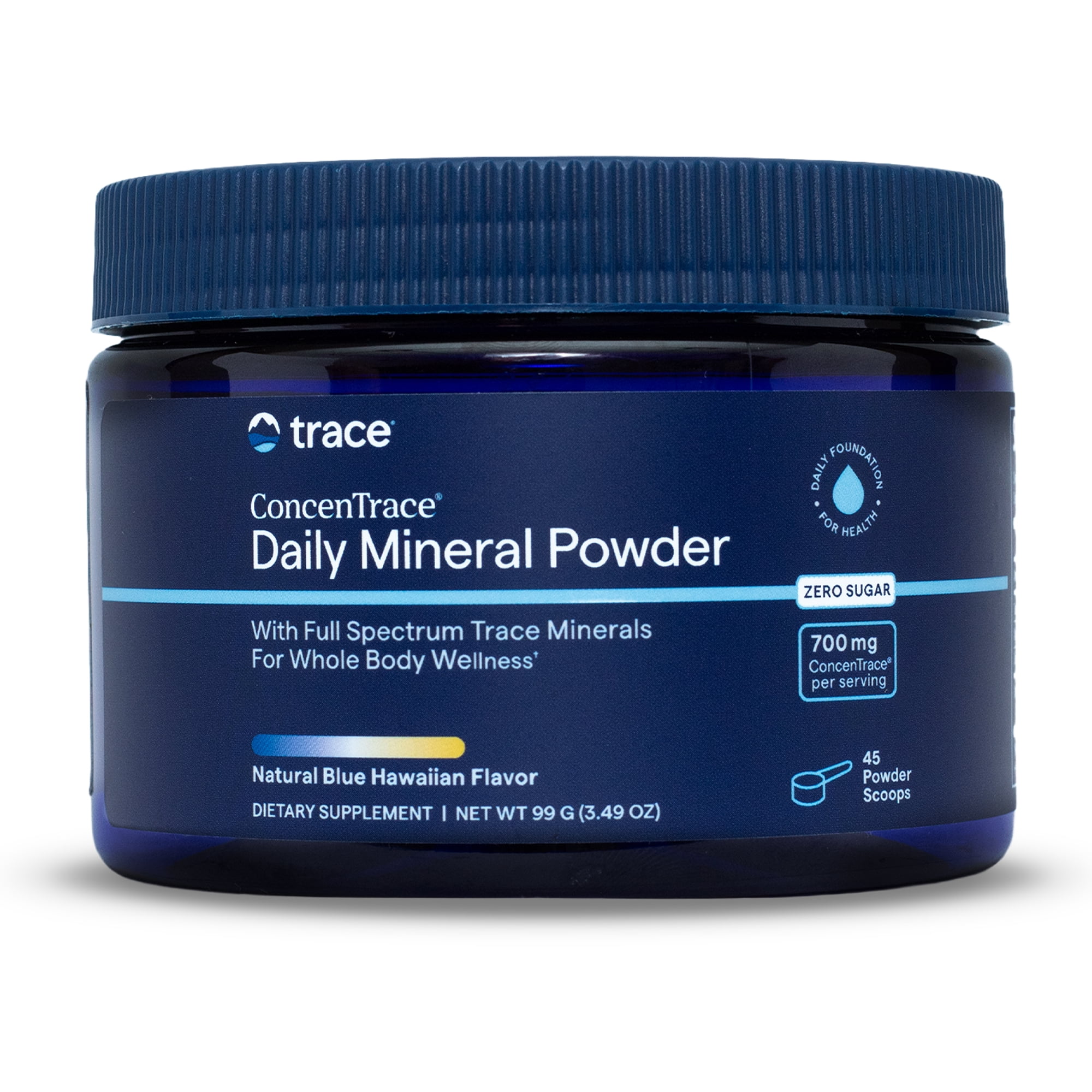 Trace Minerals ConcenTrace Daily Mineral Powder for Energy, Digestion and Bone Health, Blue Spirulina, Blue Hawaiian, 3.49 Ounce, 60 Servings