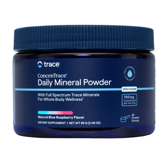 Trace Minerals ConcenTrace Daily Mineral Powder for Energy, Digestion and Bone Health, Blue Raspberry, 3.49 Ounce, 60 Servings