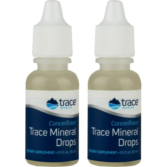 Trace Minerals ConcenTrace Drops | Full Spectrum Minerals | Ionic Liquid Magnesium, Chloride, Potassium | Low Sodium | Energy, Electrolytes, Hydration| 12 Day Supply, 0.5 fl oz (Pack of 2)