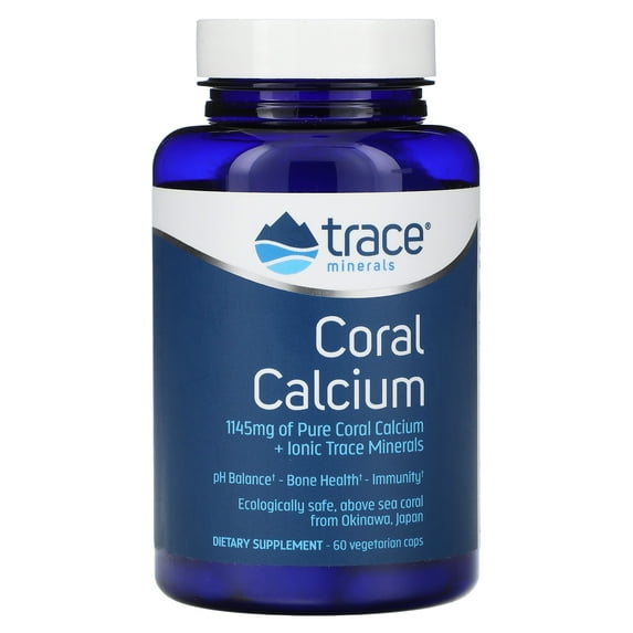 Trace Minerals Coral Calcium - Calcium Supplement for Bone Strength, Energy & Immune Support - High Absorption - Natural Supplement - Gluten-Free & Vegetarian - 60 Count (30 Servings)