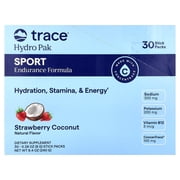 Trace Minerals Hydro Pak Sport, Strawberry Coconut, 30-Pack, 300 mg sodium, 200 mg potassium, 3 mcg vitamin B12, 70+ ionic trace minerals, Mix 1-2 sticks per 8-24 oz water