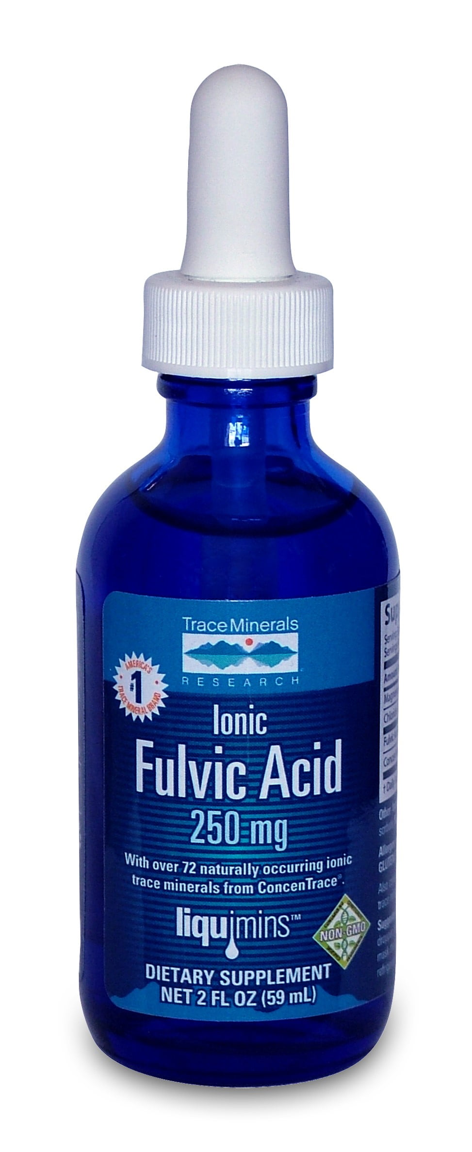 Trace Minerals Liquid Ionic Fulvic Acid 250 mg May Support Gut, Digestion, Skin, & Brain