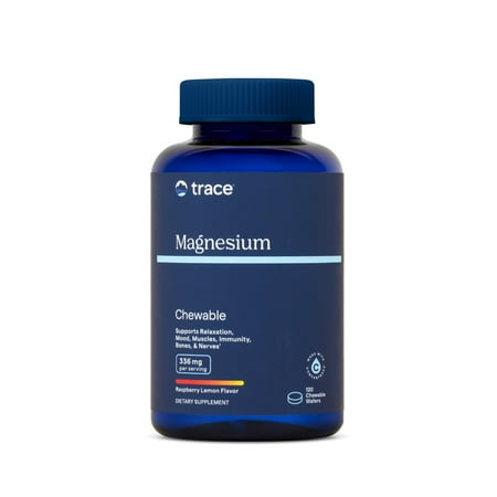 Trace Minerals Magnesium Chewable - Calm Support for Adults - Cardiovascular Health, Bone Strength & Immune Support - Chewable Supplement - Raspberry Lemon - 120 Count (30 Servings)