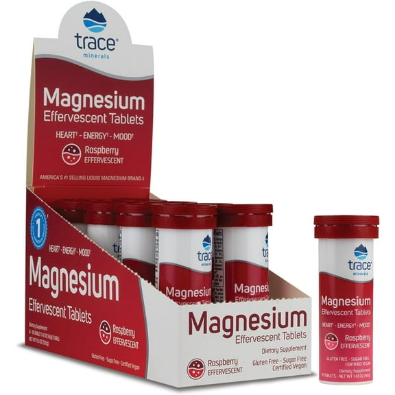 Trace Minerals | Magnesium Effervescent Drink Tablets | Magnesium Carbonate | Raspberry Flavor | 150mg per Serving, 80 Tablets