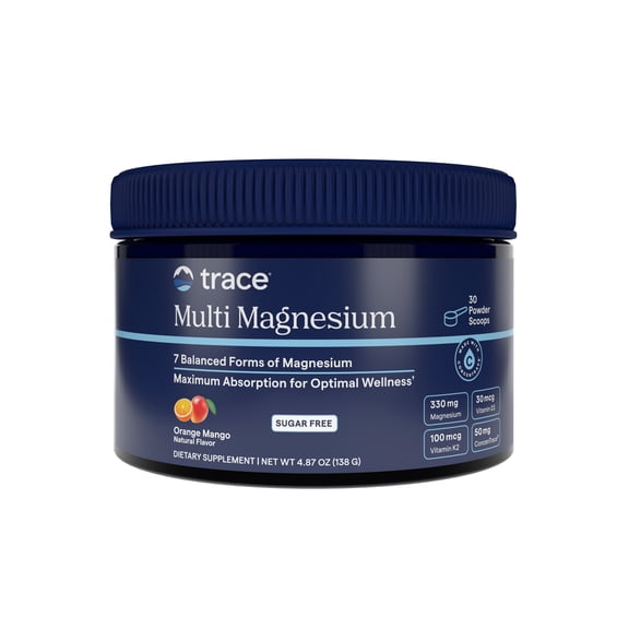 Trace Minerals Multi Magnesium Powder for Stress, Energy and Heart Health, Orange Mango, 30 Servings