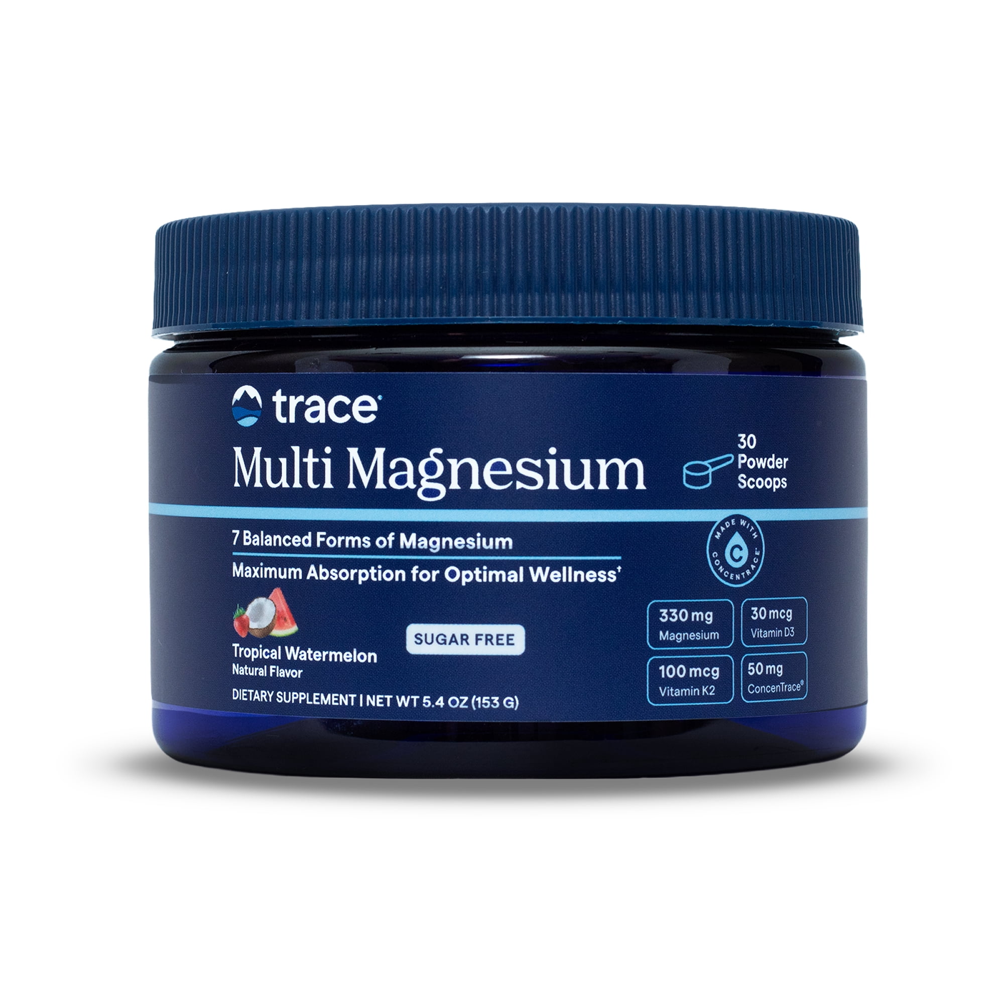 Trace Minerals Multi Magnesium Powder for Stress, Energy and Heart Health, Tropical Watermelon, 30 Servings