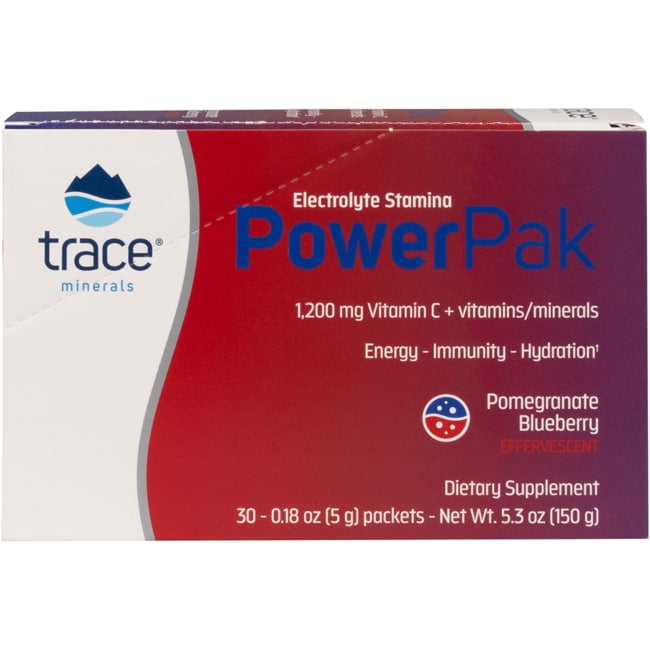 Trace Minerals Power Pak Electrolyte Powder 1200mg Vit C