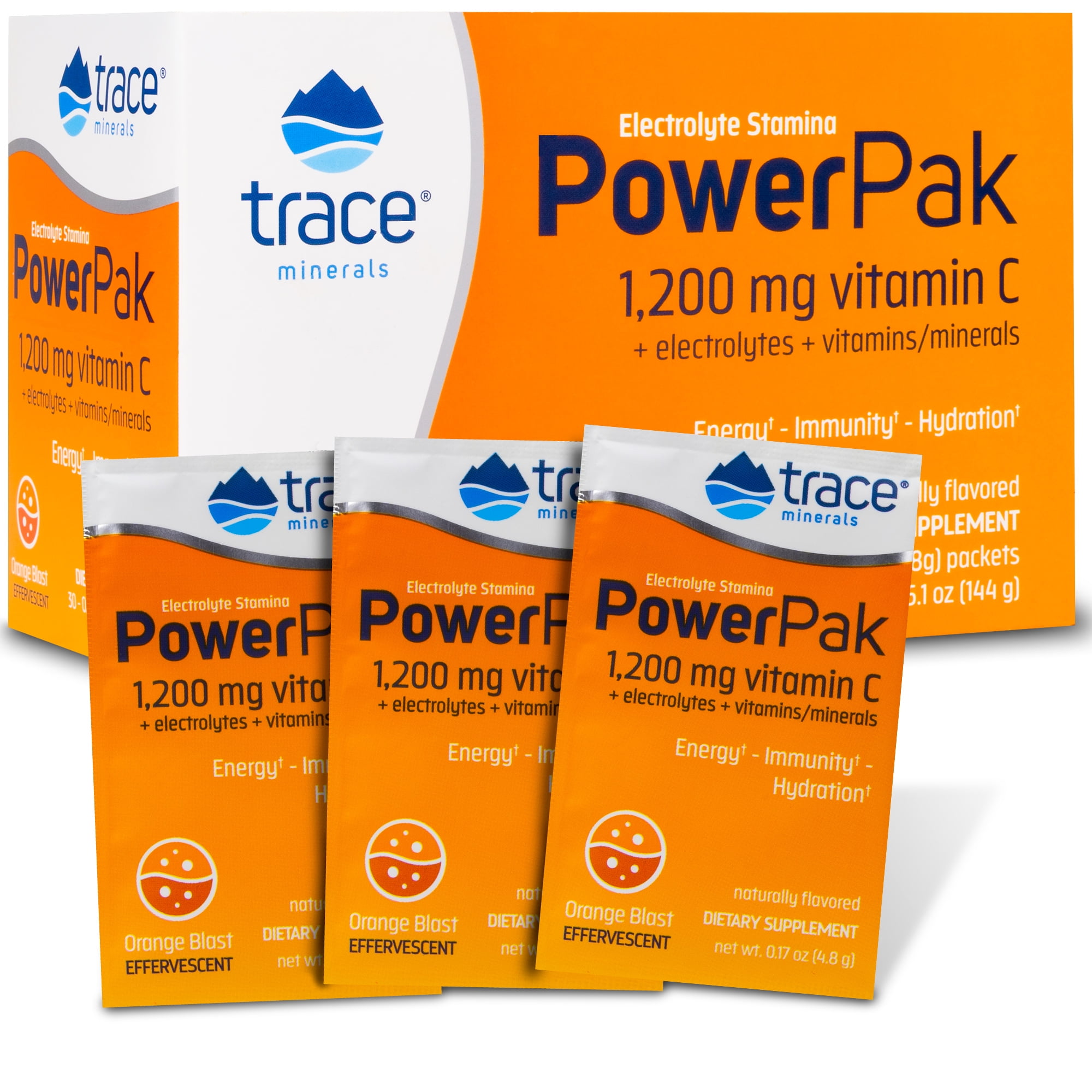 Trace Minerals Power Pak Electrolyte Powder Packets 1200 mg Vitamin