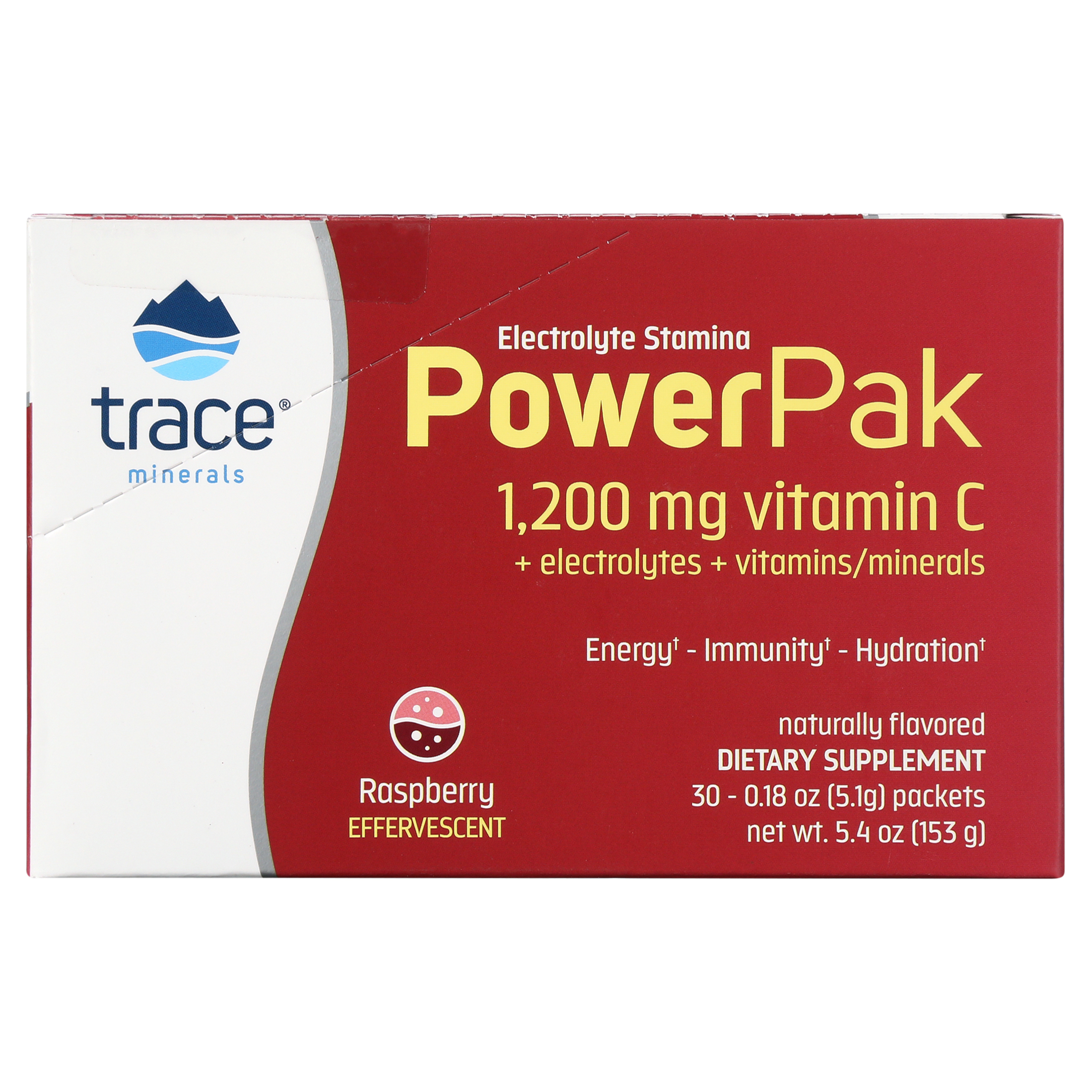 Trace Minerals Power Pak Electrolyte Powder Packets 1200 mg Vitamin