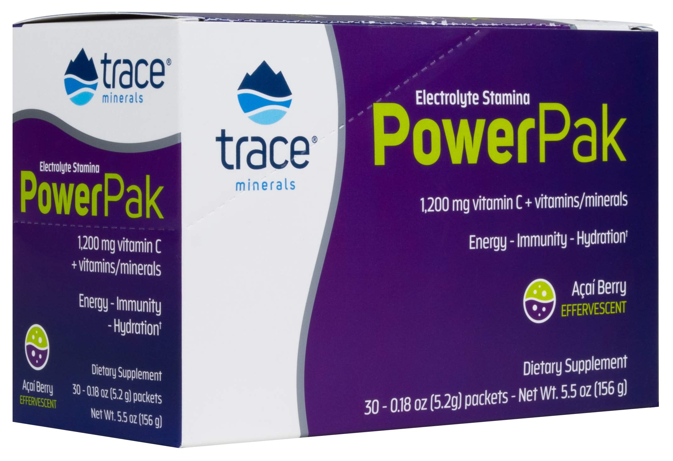 Trace Minerals Power Pak Electrolyte Powder Packets 1200 mg Vitamin