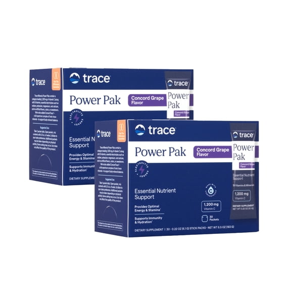 Trace Minerals Power Pak Multivitamin and Multimineral with 1200mg of Vitamin C 60 ct - Concord Grape Flavor