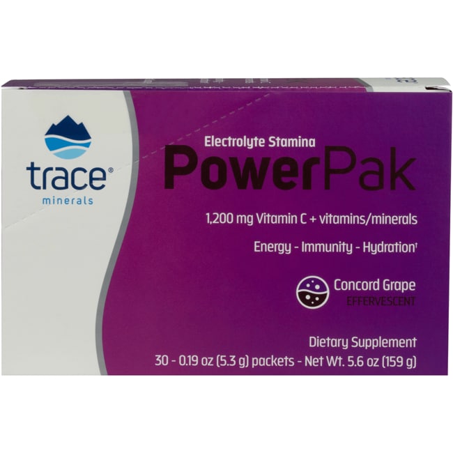 Trace Minerals Power Pak Electrolyte Powder Packets 1200mg Vit C