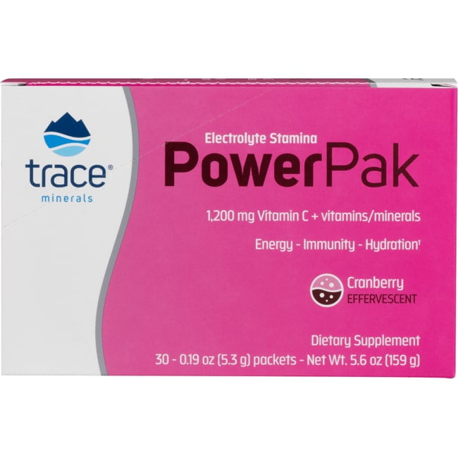 Trace Minerals Power Pak Electrolyte Powder Packets 1200mg Vit C