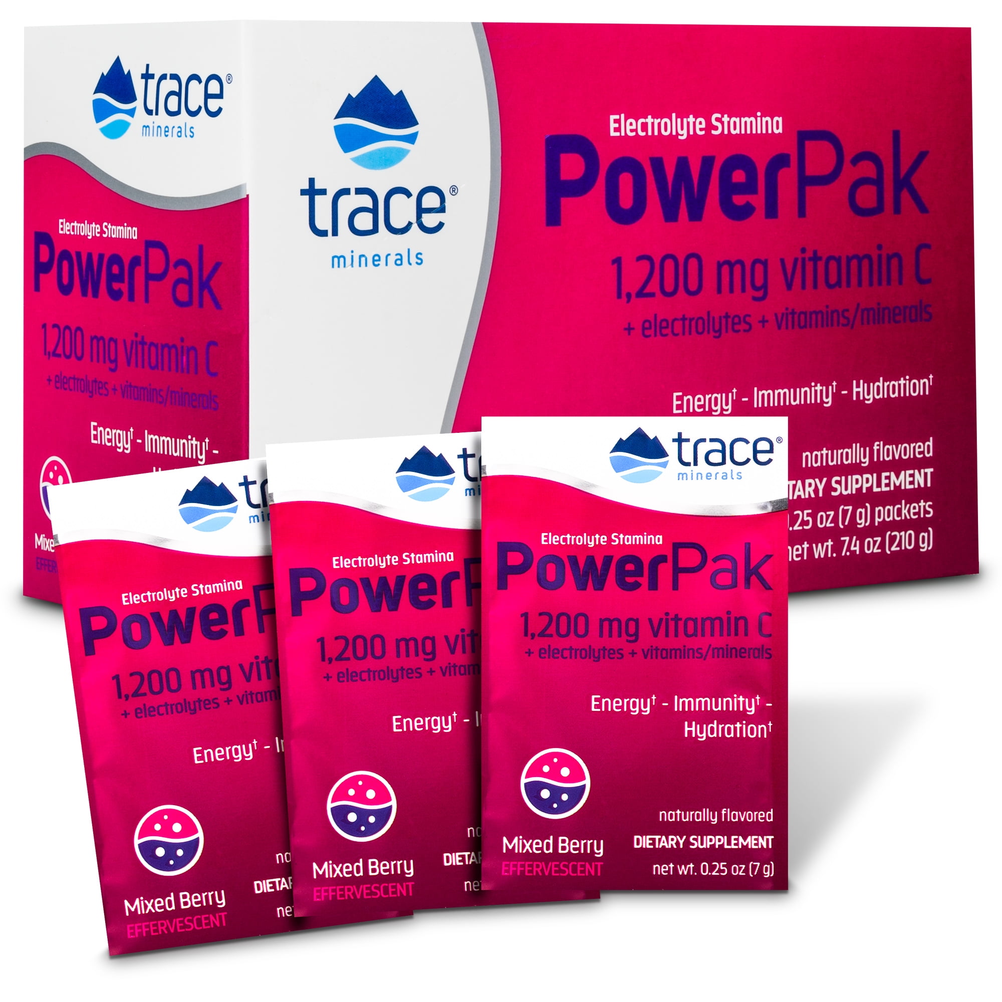 Trace Minerals Power Pak Electrolyte Powder Packets 1200mg Vit C