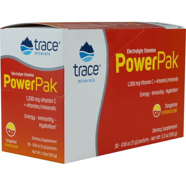Trace Minerals Power Pak Electrolyte Powder Packets 1200mg Vit C