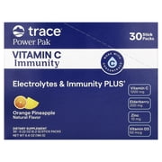 Trace Minerals Power Pak Energy Drink Mix, Orange Pineapple, 30 Ct, 1,200 mg vitamin C with zinc and magnesium. Promotes immunity, energy, and hydration. No artificial dyes.