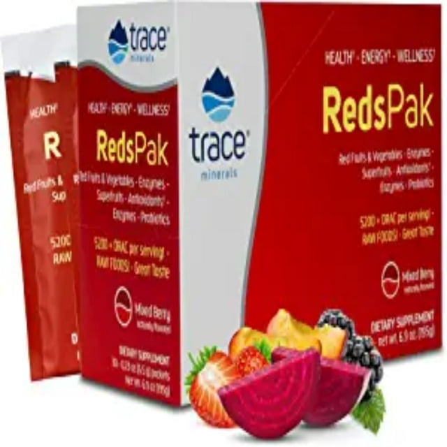 Trace Minerals Reds Pak Super Foods Powder Drink Calories, Sugar