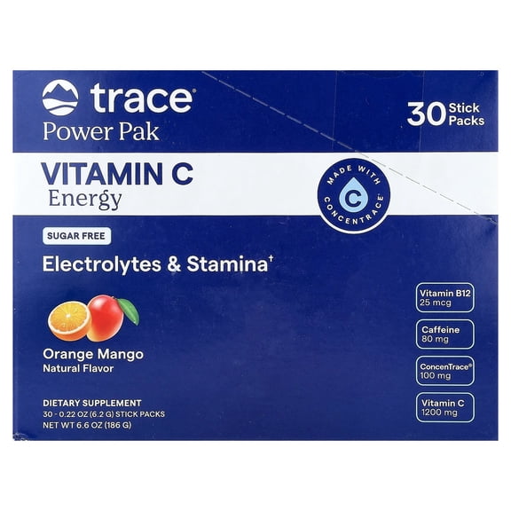 Trace Power Pak, Vitamin C Energy, Orange Mango, 30 Stick Packs, 0.22 oz (6.2 g) Each