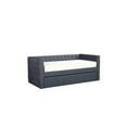 thumbnail image 1 of Trace Trundle Fabric Upholstery Chesterfield Nailhead Trim Daybed, Gray, 1 of 1