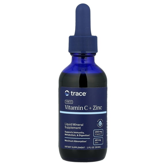 Trace Ionic Vitamin C + Zinc, Liquid Mineral Supplement, 2 fl oz (59 ml)