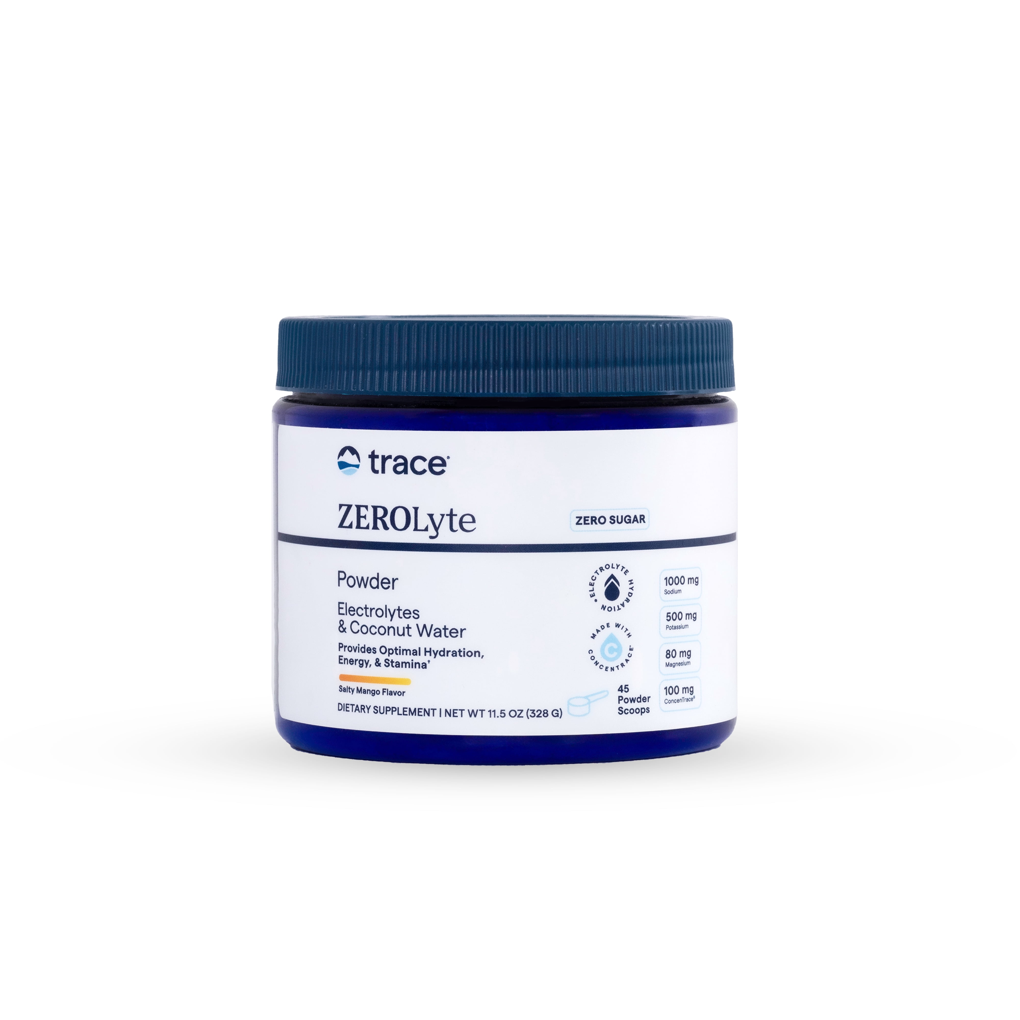 Trace Minerals ZeroLyte Canister - Sodium & Electrolyte Replenishment - Energy & Hydration Support Drink Powder - Nerve & Muscle Function Support - Salty Mango 
