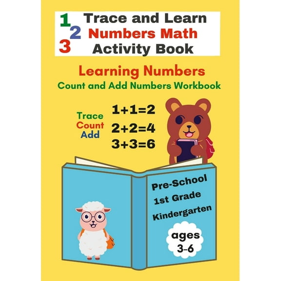 Trace and Learn Numbers Math Activity Book ages 3-6 Pre-School to 1st Grade, (Paperback)