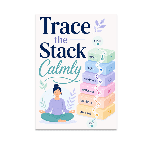 Trace the Stack Calmly Art - Debugging Mindset Enthusiast - 13x19 Poster Print