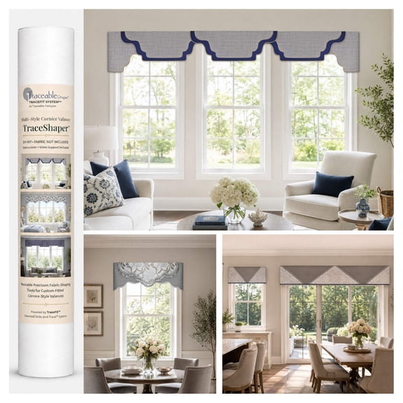Traceable Designer Multi-Style Cornice Valance Kit – No-Sew DIY Home Decor System