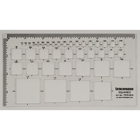 Traceease 1 PC Rectangle Stencil with 39 Square Geometric Inlay Template 7.2" x 4" inches DIY Geometric Measurement Ruler,- 1/16" Thick Template