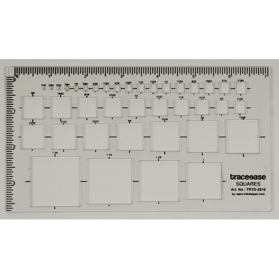Traceease 1 PC Rectangle Stencil with 39 Square Geometric Inlay Template 7.2" x 4" inches DIY Geometric Measurement Ruler,- 1/16" Thick Template