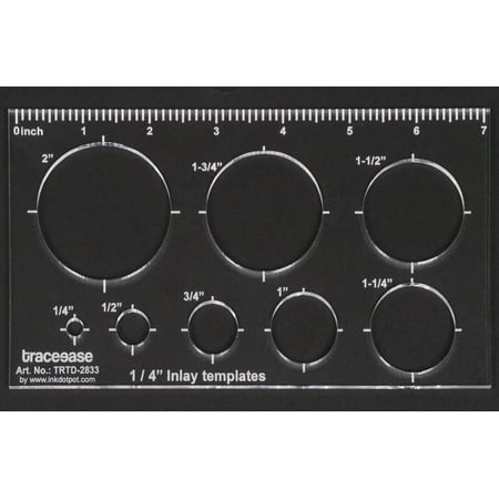 Traceease 1 PC Rectangle Stencil with 8 Circular Geometric Inlay Template 7.2" x 4" inches Geometric Measurement Ruler DIY,- 1/8" Thick Template