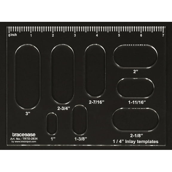 Traceease 1 PC Rectangle Stencil with 8 Oval Geometric Inlay Template 7.2" x 18.2" inches DIY Geometric Measurement Ruler,- 1/8" Thick Template