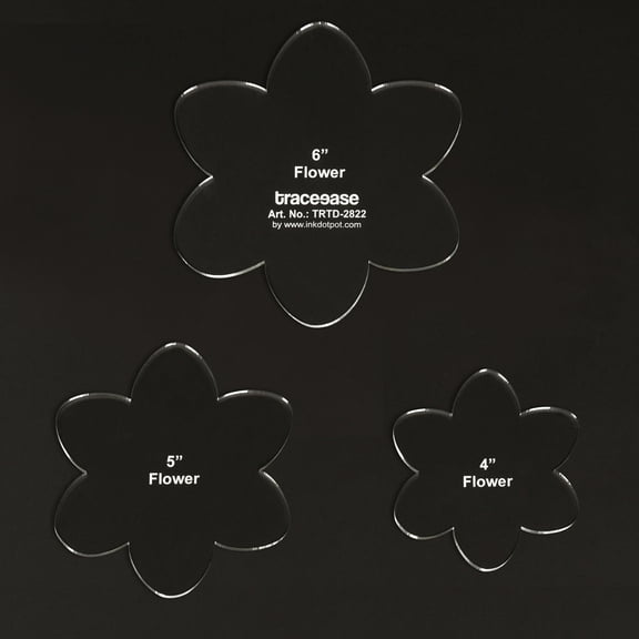 Traceease 3 Pcs Flower Shaped Quilt/ Applique Template 4"/5"/ 6" inches DIY Sewing Quilt Patchwork Templates for Quilting-- 1/8" Thick Template