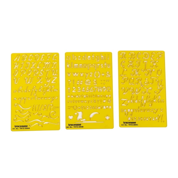 Traceease 3 Pcs Lettering Stencil Set, Acrylic Template For Crafts