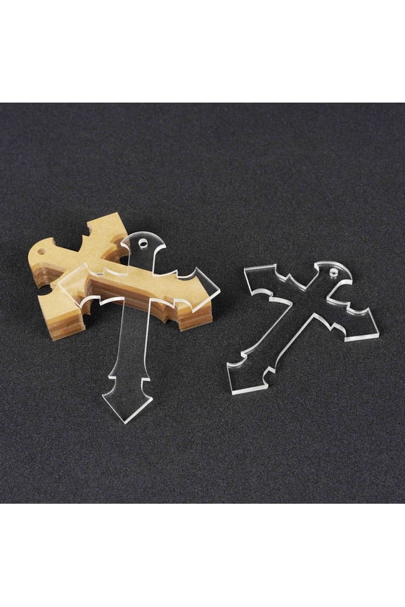 3" inches Cross Shape With Hole Clear Acrylic Ornament Blank Transparent Keychain Pendantsfor DIY Crafts Projects - Pack of 25, 3mm Thickness - IO