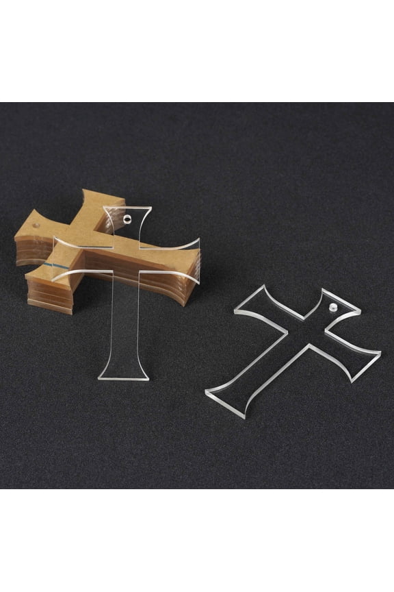 3" inches Cross Shape With Hole Clear Acrylic Ornament Blank Transparent Keychain Pendantsfor DIY Crafts Projects - Pack of 25, 3mm Thickness - WE