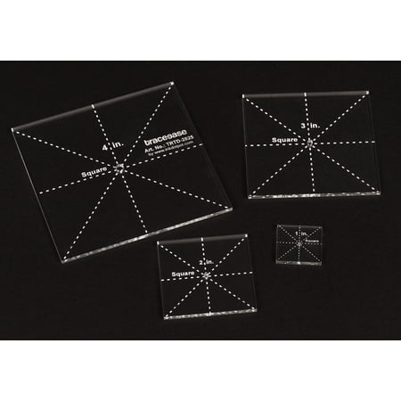 Traceease 4 Pcs Square Shaped Geometric Stencil Templates 1"/2"/3"/4" Inches DIY Stencil Ruler for Geometric Measurements -- 1/8" Thick Template