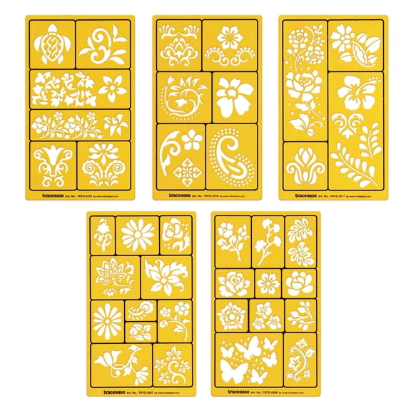 Traceease 5 Pieces Floral Multi-Pattern Drawing Templates For Scrapbooking Designing Craft DIY Art Supplies