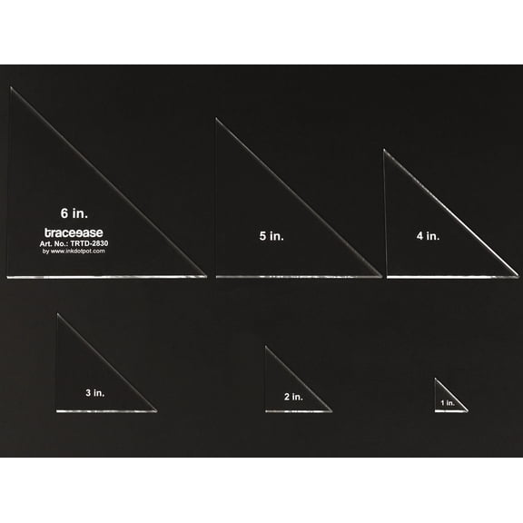 Traceease 6 Pcs Right Angle Triangle Geometric Template Templates 1"/2"/3"/4"/5"/6" inches DIY Stencil Ruler for Geometric Measurements-- 1/8" Thick Template
