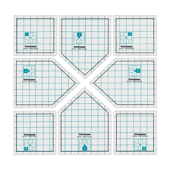 Traceease 8 Pc 9 Inch Square Patchwork Template Set - Precision Acrylic Quilting Rulers with 1/4 Inch Seam Allowance - Laser Cut Sewing Templates for Quilt Blocks and Fabric Scraps