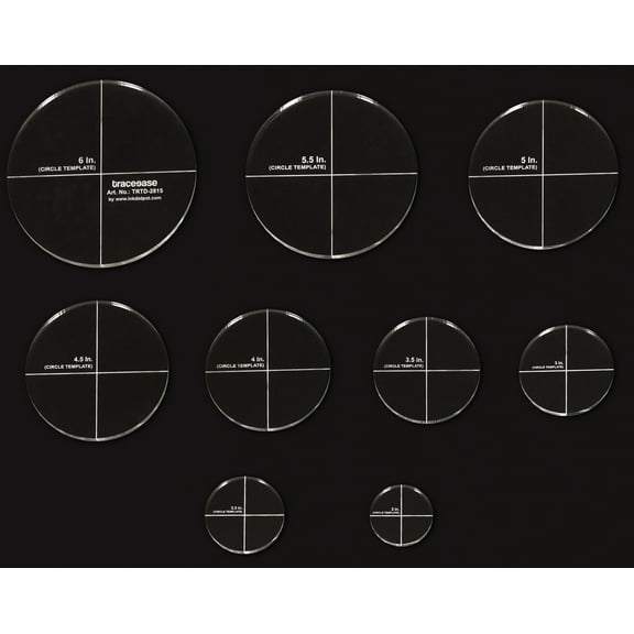 Traceease 9 Pcs Circular Quilt/ Applique Template 2"/2.5"/3"/3.5"/4"/4.5"/5"/5.5"/6" inches DIY Sewing Quilt Patchwork Templates for Quilting-- 1/8" Thick Template