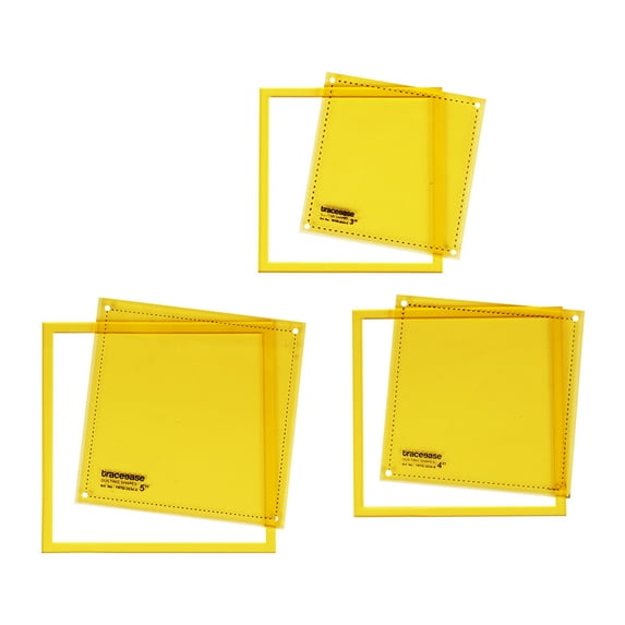 Traceease 90 degree angle Square Quilting Template Stencils Set Of 3, 3"/4"/5" inches DIY Sewing Quilt patchwork templates for Quilting-D6