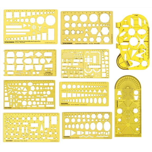 Traceease Architect Scale Interior Designing And Furniture Templates Architectural Stencils For House Plan Furniture Kitchen, Building, Set Of 10