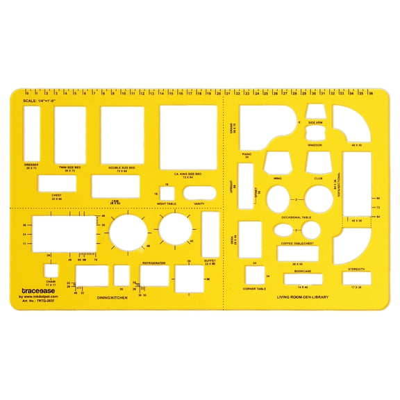 Traceease Architectural Home Modeling Stencil, House Furnishings Interior Designs Cutouts Template with Drawing Symbols, Professional Crafting Measurement Tool, 25.4 cmx 15.2 cm