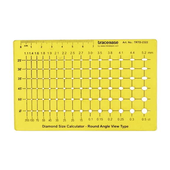Traceease Diamond Size Calculator Round Angle View JewelryTemplatesDrafting ToolsJewelleryDesigning Stencils